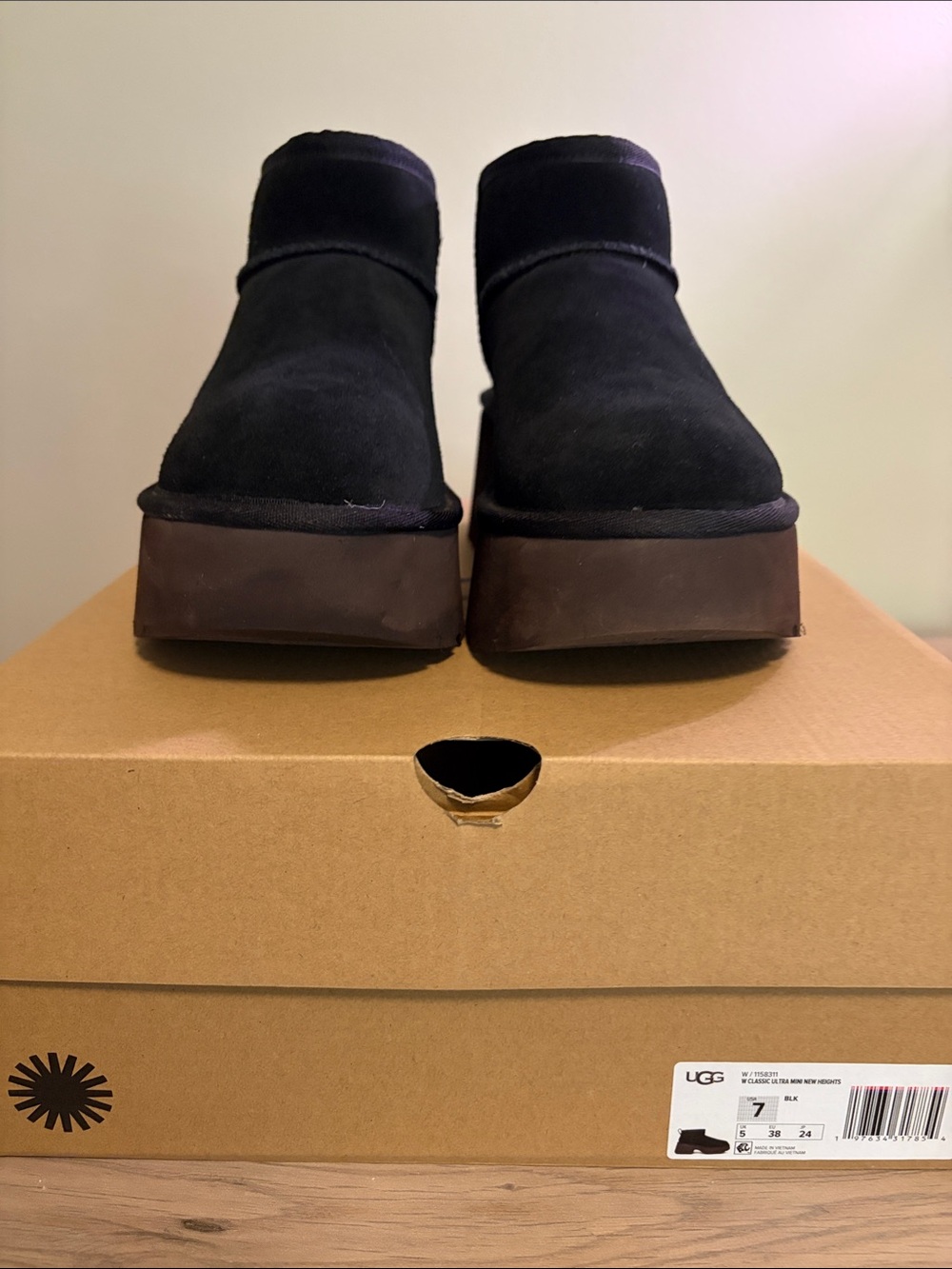 UGG Black Suede Platform Ankle Booties